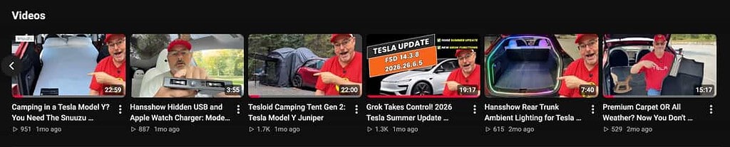 BCTESLAGUY video showcase highlighting Tesla and electric vehicle content